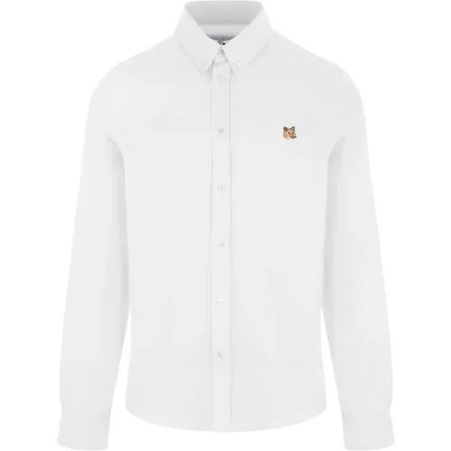 Weiße Oxford Hemd mit Mini Fox Head Patch , Herren, Größe: L - Maison Kitsuné - Modalova