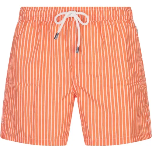 Orange Striped Swim Shorts , male, Sizes: M, XL, L, 2XL - Fedeli - Modalova