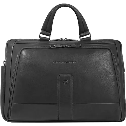 Leather Briefcase with Compartment , unisex, Sizes: ONE SIZE - Piquadro - Modalova