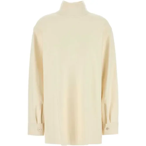 Turtlenecks, female, , Size: M Cream Wool Blend Blouse - Jil Sander - Modalova