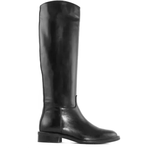 Leather Zipper Boots Almond Toe , female, Sizes: 3 UK, 5 UK - Julie Dee - Modalova