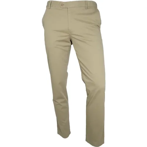 Chinos, male, , Size: W42 L32 Fine Micro Print Flex Trousers Oslo - Meyer - Modalova