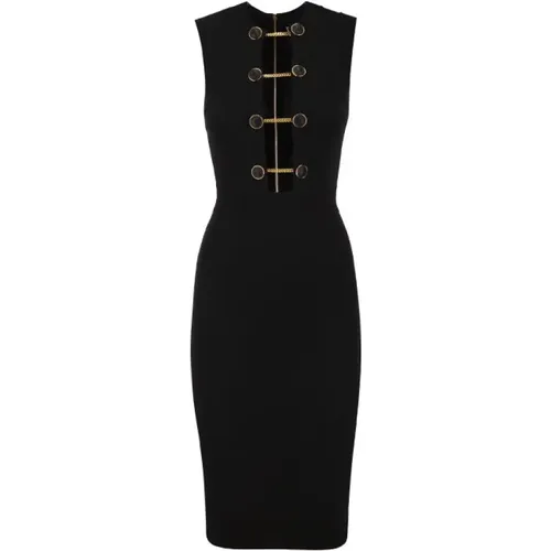 Viscose Midi Dress with Twin Buttons , female, Sizes: S, M, L - Elisabetta Franchi - Modalova