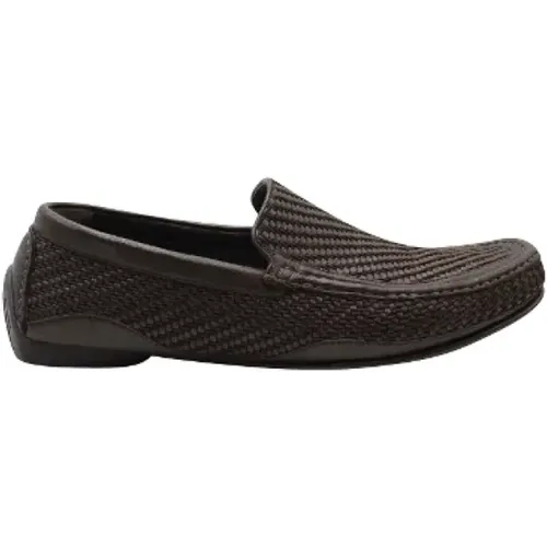 Pre-owned Leather flats , male, Sizes: 10 1/2 UK - Armani Pre-owned - Modalova