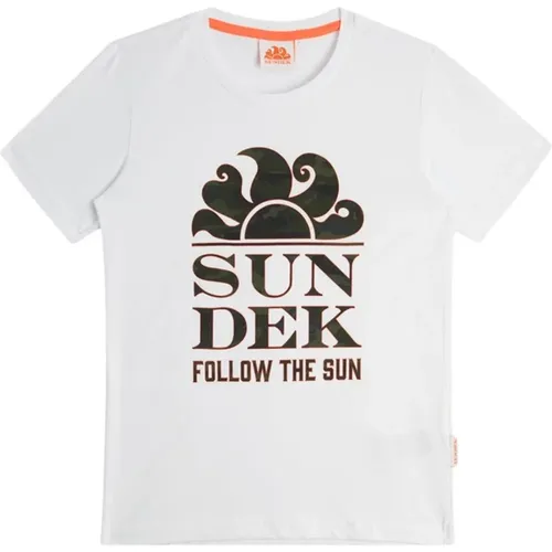 Weißes Kinder T-Shirt mit Logo-Print - Sundek - Modalova