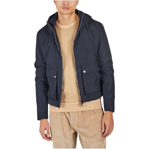 Navy Waterproof Hooded Jacket , male, Sizes: L - Jagvi. Rive Gauche - Modalova