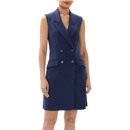 Blaues Elegantes Kleid mit Herz-Ausschnitt , Damen, Größe: L - Guess - Modalova