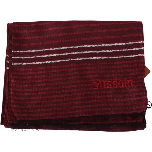 Winter Scarves, unisex, , Size: ONE SIZE Elegant Wool Silk Blend Striped Scarf - Missoni - Modalova