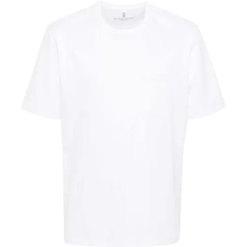 Weiße Baumwoll-Crew-Neck-T-Shirt , Herren, Größe: L - BRUNELLO CUCINELLI - Modalova