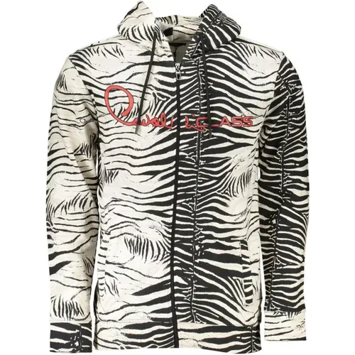 Zip-throughs, male, , Size: L Patterned Hooded Sweater with Zipper - Cavalli Class - Modalova