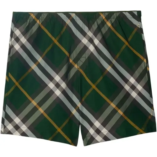 Grüne Karo Twill Shorts , Herren, Größe: M - Burberry - Modalova