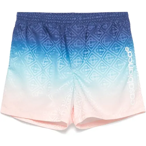 Beachwear, male, , Size: S Blue Gradient Jacquard Swim Shorts - Casablanca - Modalova