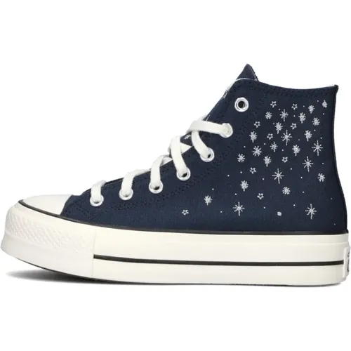 Dunkelblaue High-Top-Sneaker mit Plateausohle , Damen, Größe: 41 1/2 EU - Converse - Modalova