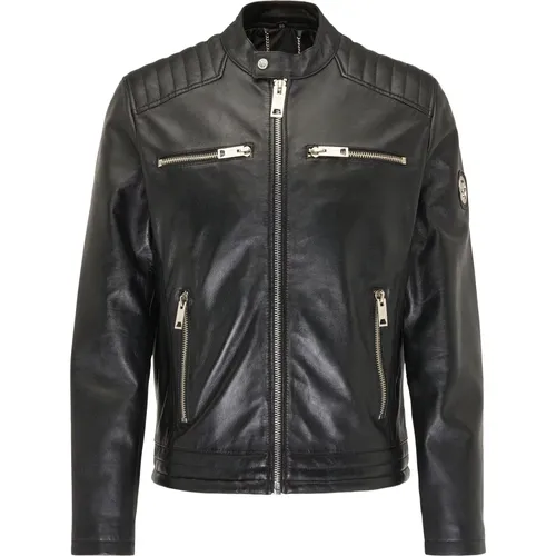 Men`s Biker Leather Jacket - Bento - , male, Sizes: S, M, L - carlo colucci - Modalova