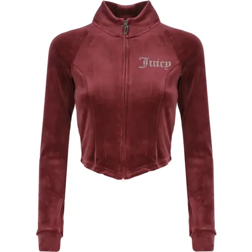 Lila Sweatshirt mit Hohem Kragen Reißverschluss , Damen, Größe: L - Juicy Couture - Modalova