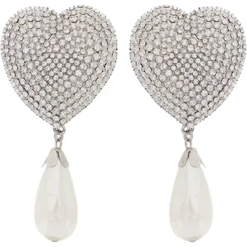 Herz Kristall Ohrringe mit Perlen , Damen, Größe: ONE Size - Alessandra Rich - Modalova