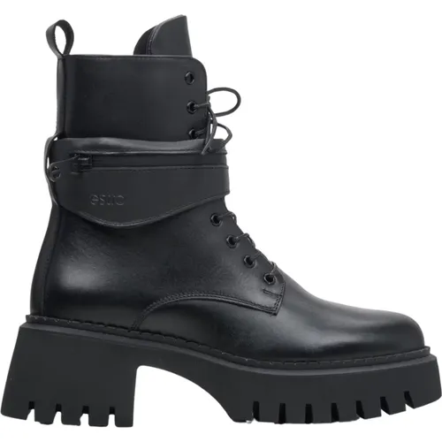 Schwarze Winterstiefel für Damen aus Echtem Leder Er00113516 , Damen, Größe: 37 EU - Estro - Modalova