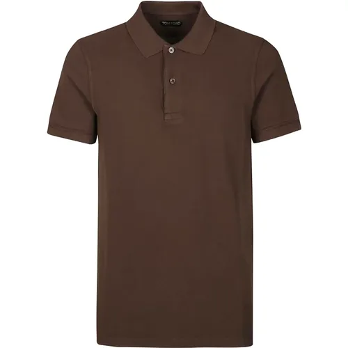 Schokoladen Tennis Piquet Polo Shirt , Herren, Größe: L - Tom Ford - Modalova