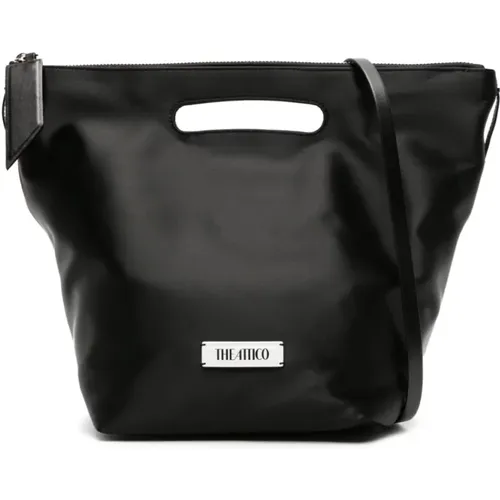 Schwarze Tasche mit Logo Patch und Reißverschluss - The Attico - Modalova