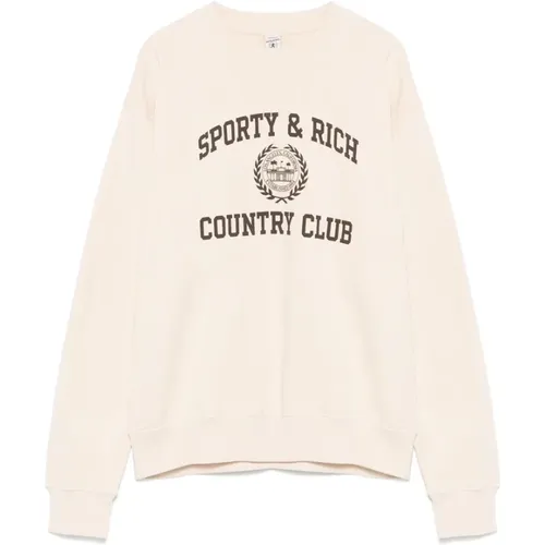 Logo Print Crew Neck Sweater , Damen, Größe: M - Sporty & Rich - Modalova