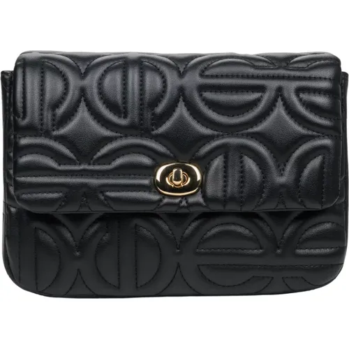 Damen Kleine Schwarze Schultertasche mit einer Goldkette Er00112088 - Estro - Modalova