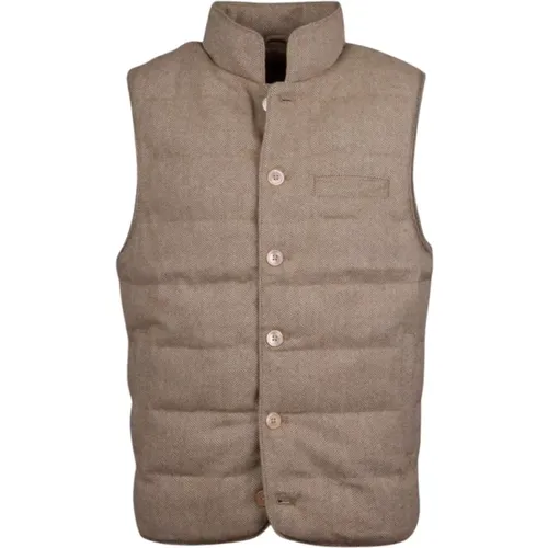 Vests, male, , Size: S Checked Wool Quilted Vest - Stenströms - Modalova