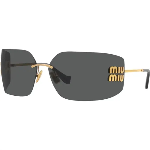 Gold/Dunkelgraue Sonnenbrille - Miu Miu - Modalova