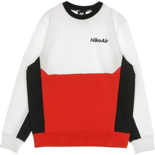 Sweatshirts, male, , Size: XL Men's Crewneck Sweatshirt in White/Red/Black - Nike - Modalova