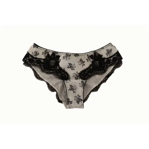 Silk Lace Bottom Briefs , female, Sizes: S, L - Dolce & Gabbana - Modalova