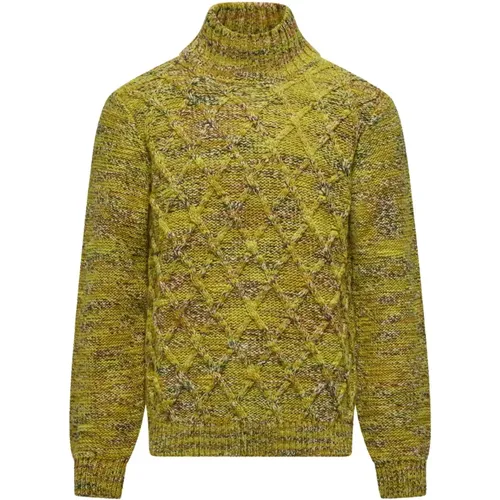 Turtlenecks, male, , Size: S Multicoloured Yarn Turtleneck with Plait Pattern - BomBoogie - Modalova