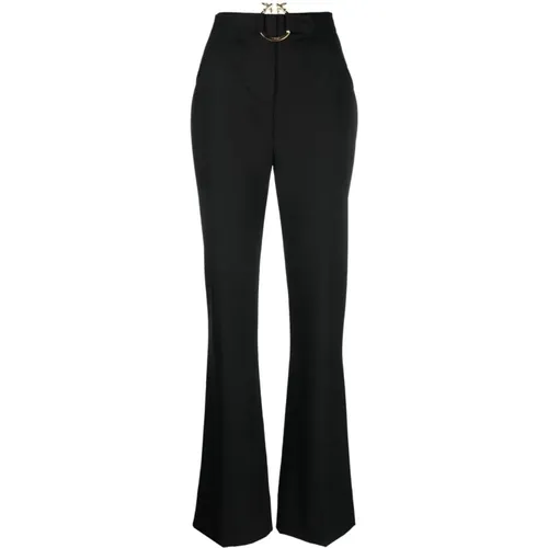 Flared Trousers with Love Birds Buckle , female, Sizes: 2XS, L, M, 3XS - pinko - Modalova