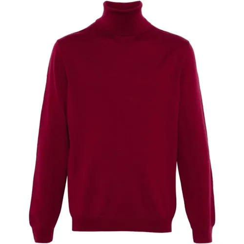 Turtlenecks, male, , Size: 2XL Bordeaux Fine Knit Roll Neck Sweater - Zanone - Modalova