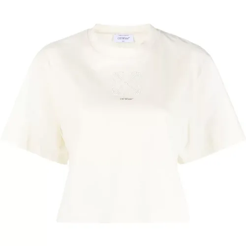 Off , Arrows-motif Cropped T-shirt , female, Sizes: M - Off White - Modalova