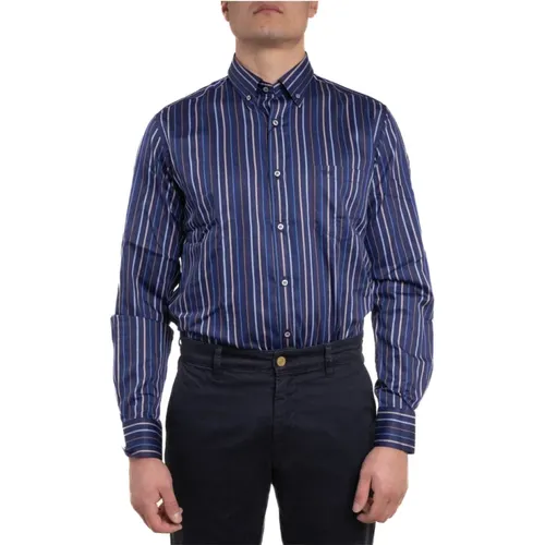 Gestreiftes Baumwollhemd mit Button-Down-Kragen , Herren, Größe: XL - PAUL & SHARK - Modalova