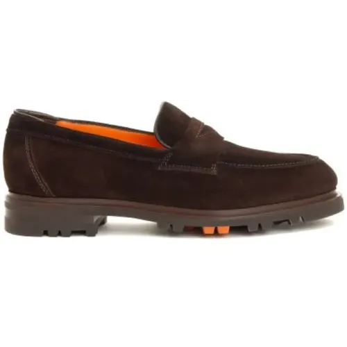 Braune Casual-Chic Mokassin mit Modernen Details - Santoni - Modalova