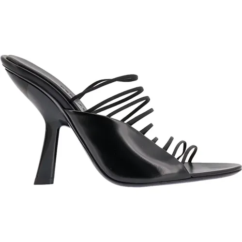 Schwarze Leder High Heel Sandalen Ss23 , Damen, Größe: 39 1/2 EU - Salvatore Ferragamo - Modalova