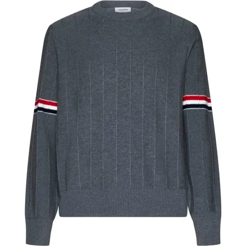 Round-neck Knitwear, male, , Size: XL Striped Crew Neck Sweater - Thom Browne - Modalova