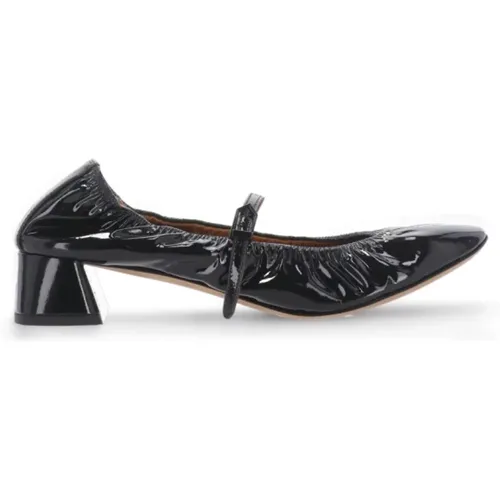 Schwarze Leder-Ballettschuhe mit Absatz - Lanvin - Modalova