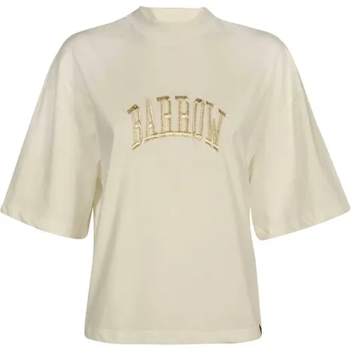 T-Shirts, female, , Size: M Embroidered Cotton T-shirt - Barrow - Modalova