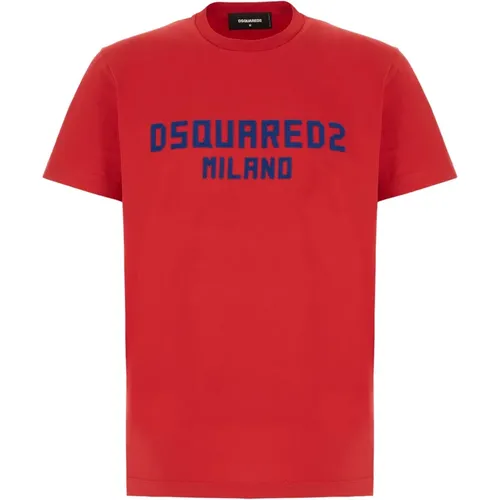 T-Shirts, male, , Size: M Bold Milano Print Short Sleeve T-Shirt - Dsquared2 - Modalova