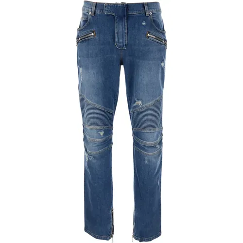 Vintage Biker Denim Hose - Balmain - Modalova