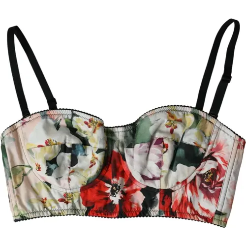 Blumiger Bustier Crop Top , Damen, Größe: XS - Dolce & Gabbana - Modalova