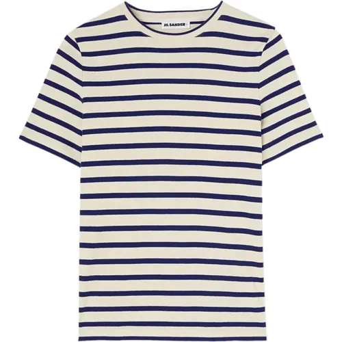 Striped Cream White/Navy T-Shirt , female, Sizes: M, XS, S - Jil Sander - Modalova