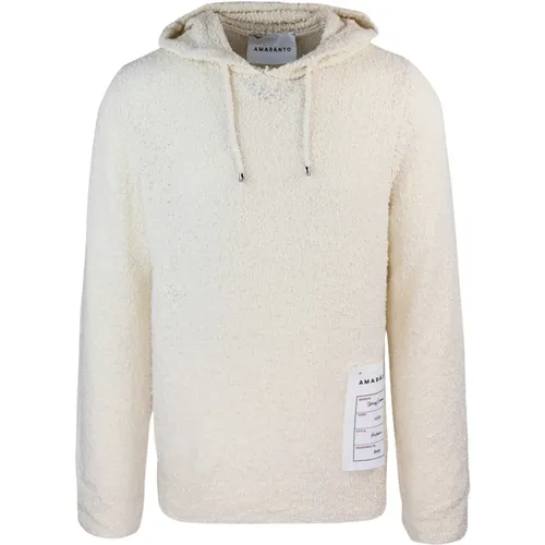 Bouclé Hoodie Loose Fit White Sweater , male, Sizes: L - Amaránto - Modalova