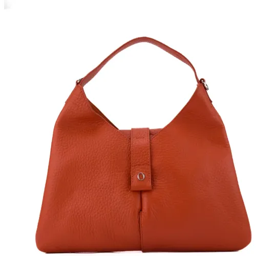 Rote Lederhandtasche mit Metall-Logo , Damen, Größe: ONE Size - Orciani - Modalova