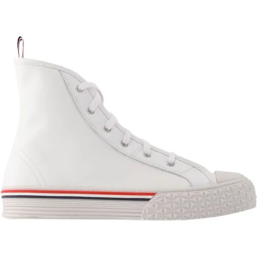 Collegiate high top on tartan tread sole in vitello calf leather , male, Sizes: 8 UK - Thom Browne - Modalova