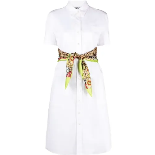 Weißes Kleid mit Kurzen Ärmeln und Taschen , Damen, Größe: S - Moschino - Modalova