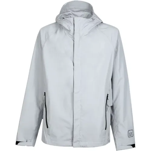Casual Grey Coats with Hood , male, Sizes: L - C.P. Company - Modalova