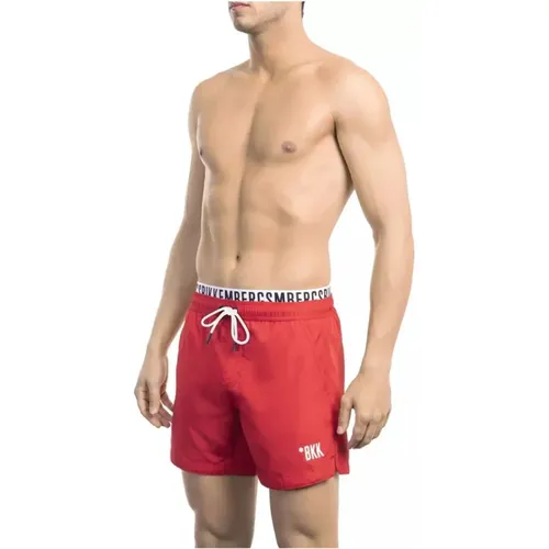 Rote Badeshorts mit Branding , Herren, Größe: L - Bikkembergs - Modalova