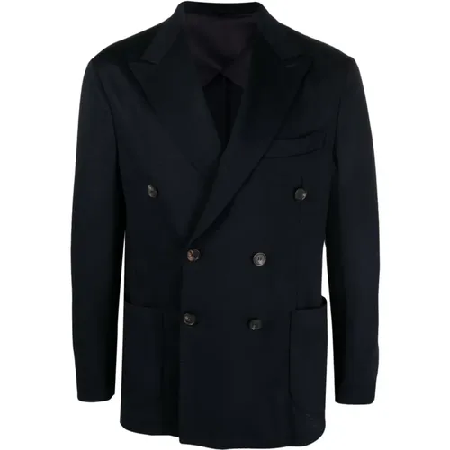 Blazers, male, , Size: 2XL Navy Double-Breasted Blazer - Doppiaa - Modalova